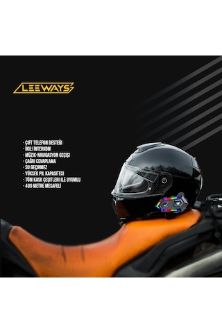 V20 Max Telsiz Özellikli 5.3 Bt Motosiklet Kask Kulaklık Intercom Rgb Işıklı 1 Adet