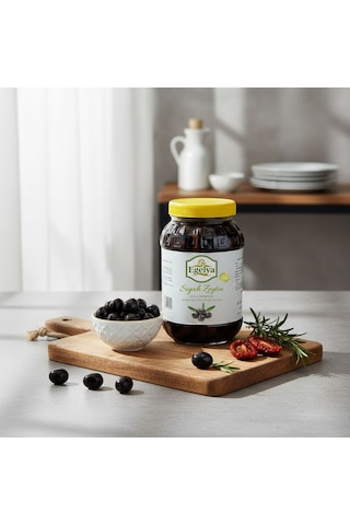 Egelya Gemlik Yağlı Siyah Sele Zeytin 1 Kg + 1 Kg Siyah Zeytin Paketi 2. Ürün %50, Doğal Fermantasyon, Katkısız, Dengeli Tuzlu