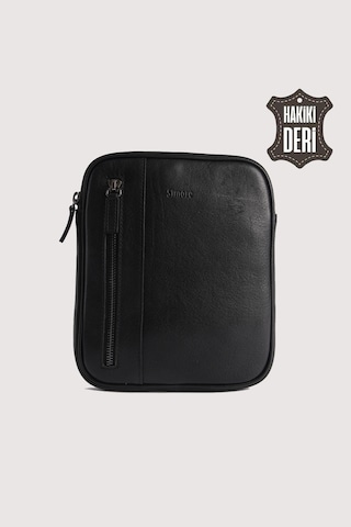 Hakiki Deri Erkek Postacı Çantası Siyah Smr9250 Siyah