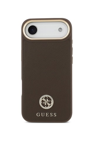 Apple Uyumlu iPhone 17 Air Kılıf Guess Lisanslı M-safeli Grained Yazı Ve Taşlı 4g Logolu Kapak Kahverengi Kahverengi