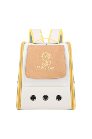 Hangfox Suluğa Dayanıklı Kedi Çantası - 15 Litre Büyük Kapasiteli, Outdoor Taşıma, Çift Askılı Ve El Tuttu, Sevimli Kedi Desenli 5025 Sarı