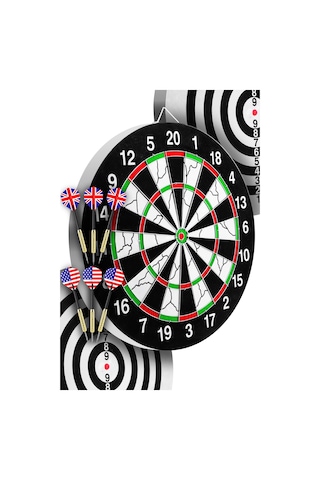 18" İnç Semi-profesyonel Büyük Boy Dart Seti 6 Oklu Çift Taraflı Kalın Dart Tahtası Metal Dart 45 Cm