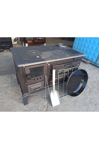 Cam Kapak Takma Ayak Döküm Estetik Kuzine Soba Kömür Odun Sobası