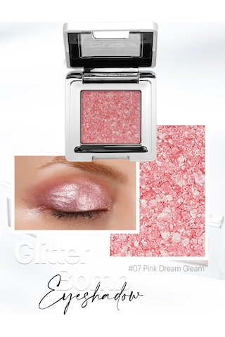 Cre'ars Mücevher Parlaklığında Yoğun Pigmentli Tekli Far Glitter Bomb Eyeshadow 07 Pink Dream Gleam