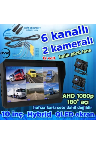 2 Adet 1080p Ahd 180 Balık Gözü Kamera 6 Kanallı 10'' Dvr Ekran