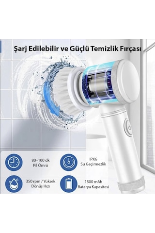 Turbo Şarjlı Yüzey Temizleyici Fayans Cam Zemin Temizleyici 5 Başlıklı Profesyonel Temizleyici