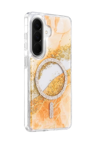Onegif Samsung Uyumlu Galaxy A37 5g Lotus Simli Magsafe Kapak - Turuncu Diğer