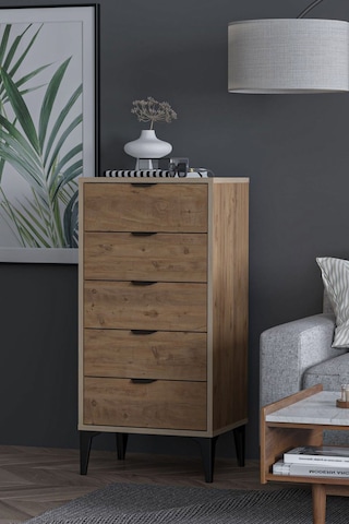 Sarmobi Arden 5 Çekmeceli Şifonyer , Çamaşırlık Kahverengi