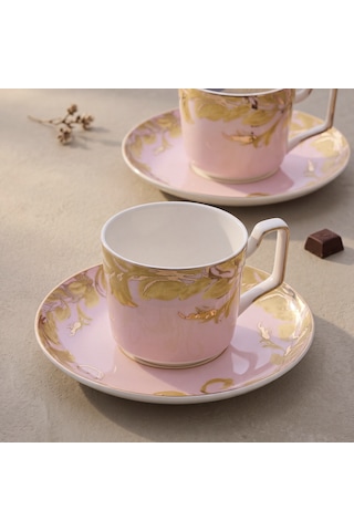 Aryıldız Peony 12 Parça 6 Kişilik Kahve Fincan Takımı Pembe 120 Ml Çok Renkli