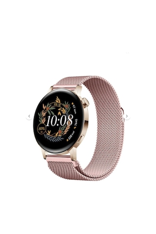 Huawei Watch Gt3 Elegant / Gt2 42mm Uyumlu 20mm Manyetik Milanese Loop Metal Kordon Pembe