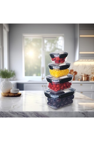 4'lü Master Dikdörtgen Saklama Kabı 550 ML - 1000 ML - 1800 ML - 3000 ML 001