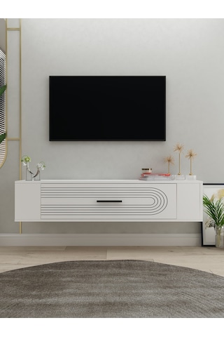 Restol3ct Duvara Montaj Tv Sehpası Beyaz-beyaz Beyaz-beyaz