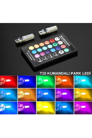Kumandalı Rgb T10 Park Ledi Far Ledi Renkli Park Ampulü T10 Park Ledi