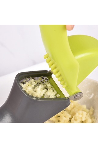 Kangvka Stanyum Çelik Sarımsak/imren Ezici, Kolay Kullanım, Temizleme Ve Taşıma, Ergonomik Plastik Kollü, Ev/restoran Uygun Yeşil Ve Gri