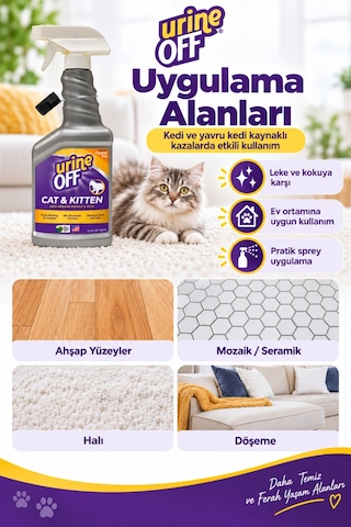 Urine Off Kedi İdrar Koku Giderici ve Temizleyici Sprey 500 ML