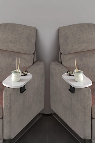 İkili Yan Sehpa Ayarlanabilir Tepsi Oval Dekoratif Krem