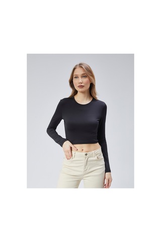 Virago Soft Touch Yuvarlak Yaka Crop Uzun Kol Bluz/body Siyah - 686786242 Siyah - 686786242 Siyah