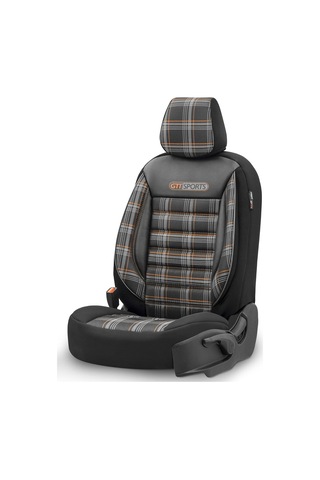 Gti Sports Design Oto Koltuk Kılıfı Ekstra Destekli Özel Jacquard Kumaş Tam Set - Turuncu-siyah Standart