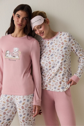 Penti Tea Party Baskılı Uzun Kollu Termal Etkili Pijama Üstü