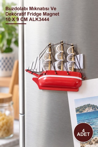 4 Adet Gemi Magnet Buzdolabı Mıknatısı Ve Dekoratif Fridge Magnet 10 X 9 Cm Alk3444