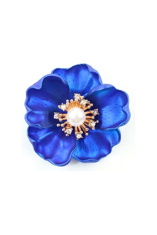 Tatlı Funda Gülü Broş. Kristal Taşlı Çiçek Broş. Yaka İğnesi Broş. Kadın Broş. Broş. Lacivert