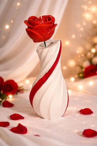 Love Rose-el Yapımı Gül Mum L Romantik Dekoratif Tasarım Beyaz-kırmızı