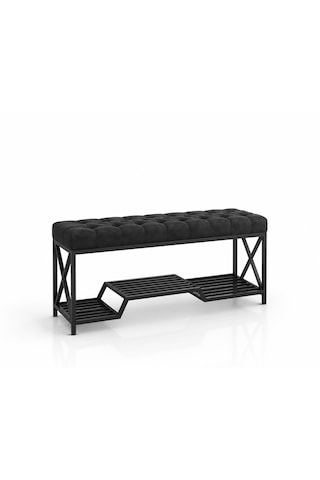 Siyah Metal Bench Ayakkabılık Bank, Kapı Girişi Puf Ayakkabılık Antrasit