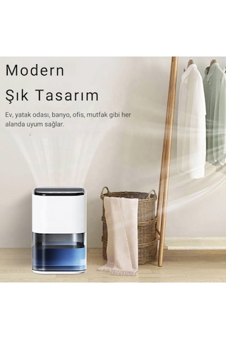 Polham Otomatik 2 Litre Banyo,mutfak, Çamaşır Odası İçin Nem Alma Cihazı, Rutubet, Küf Ve Nem Engelleyici Beyaz