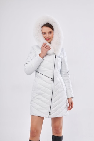 Derinss Dka1704 Hakiki Deri Kadın Beyaz Kaban/mont 001