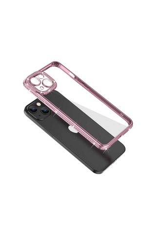Apple Uyumlu iPhone 13 Kılıf Kamera Korumalı Taşlı Zore Mina Kapak Mavi