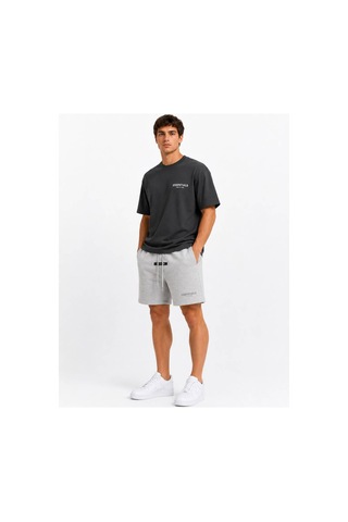 Hzr Wear Erkek Regular Fit Rahat Kesim %100 Pamuk Hafif Kalın Beli Bağcıklı Şort Gri