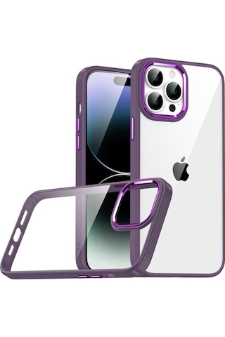 Apple Uyumlu iPhone 14 Pro Max Kılıf Zore Flora Kapak Derin Mor