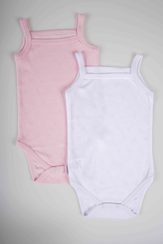 İp Askılı Jakarlı Klimalı 2li Çıtçıtlı Badi Zıbın Pembe-Beyaz