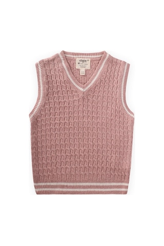 Saş Örgü Triko Süeter 3-9 Yaş Pudra Pembe Pudra