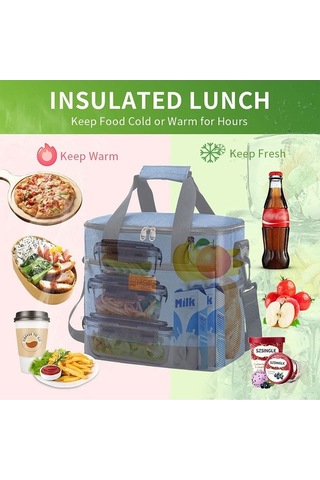 Tongxida Isıtma Sızdırmaz 8 Saat Sıcak/soğuk Tutabilen, Dayanıklı 2 Kişilik Izolasyonlu Yemek Çantası, Geniş Kapasiteli Taşına Çok Renkli