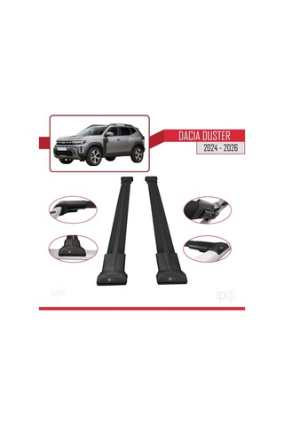 Dacia Duster 3 P1310 2024 Ve Sonrası İle Uyumlu Fly Model Ara Atkı Tavan Barı Siyah 2 Adet Diğer