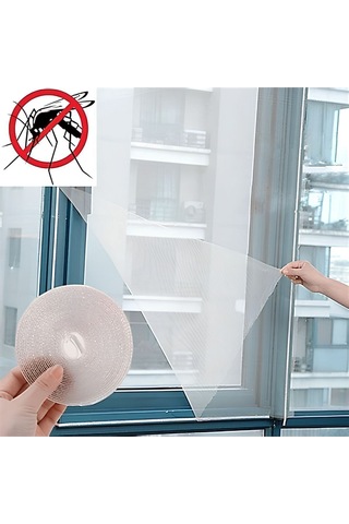 Pencere Sineklik Hazır Pencere Sinekliği Cırt Bantlı 130x150 Cm 130 X 150 Pileli Pilse Tül Tr