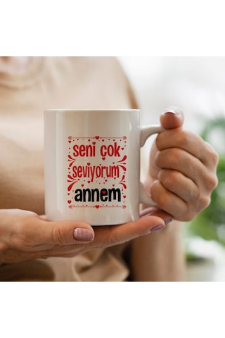 Anneler Günü Seni Seviyorum Annem Baskılı Kupa Bardak Hk2632