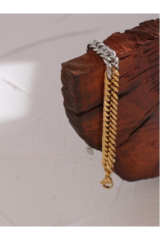 Eetit 316l Paslanmaz Çelik Zincir Yaka Bileklik Kadın Altın - Gümüş