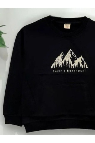 Zekids Erkek Çocuk Northwest Baskılı İnce Sweat-14236 Siyah