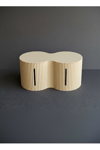 Dekoratif Tuvalet Kağıdı Kutusu 2 Li Rulo Kapasiteli Organizer -14x26x12 Cm Bej