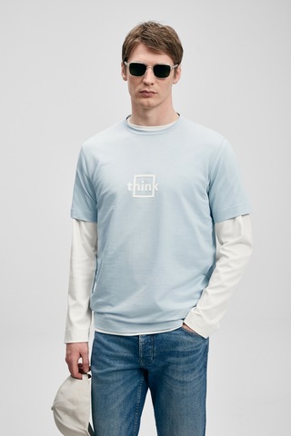 Lufian Thınk Modern Grafik T- Shirt Mavi Mavi 111020310100300
