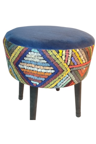 Puf Koltuk Tabure - Etna Gökkuşağı Mavi Lacivert