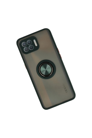 Oppo Reno 4 Lite Kılıf Montreal Yüzüklü Silikon Kapak - Yeşil Çokrenkli