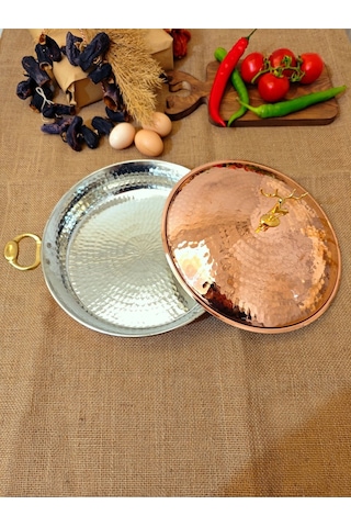 Modabakır Bakır Kapaklı Tava 18 Cm Model:ss5569 Bakır