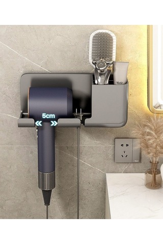 Lichen Duvara Monte Saç Kurutma Makinesi Rafı, Saç Kurutma Siyah