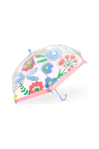 Denokids Çiçek Desenli Kız Çocuk Şeffaf Şemsiye Renkli