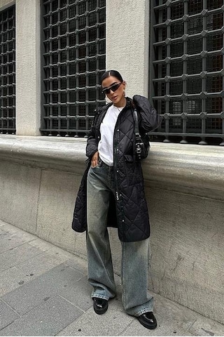 Munn Collection Fermuar Ve Kapşonlu Uzun Kapitone Mont 7062 Siyah