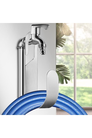 Mufunye 304 Paslanmaz Çelik Bahçe Hortumu Rahat Saklama Rakusu - Dış Mekan Su Hortumu Tutucu Duvar Takılı Su Musluğu Kanca Beyaz