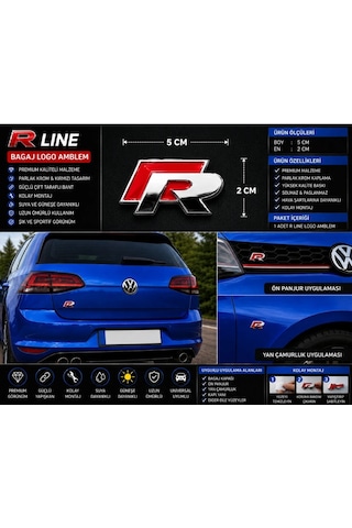 R Logo Bagaj Amblem Krom Kırmızı Premium Tasarım 0000